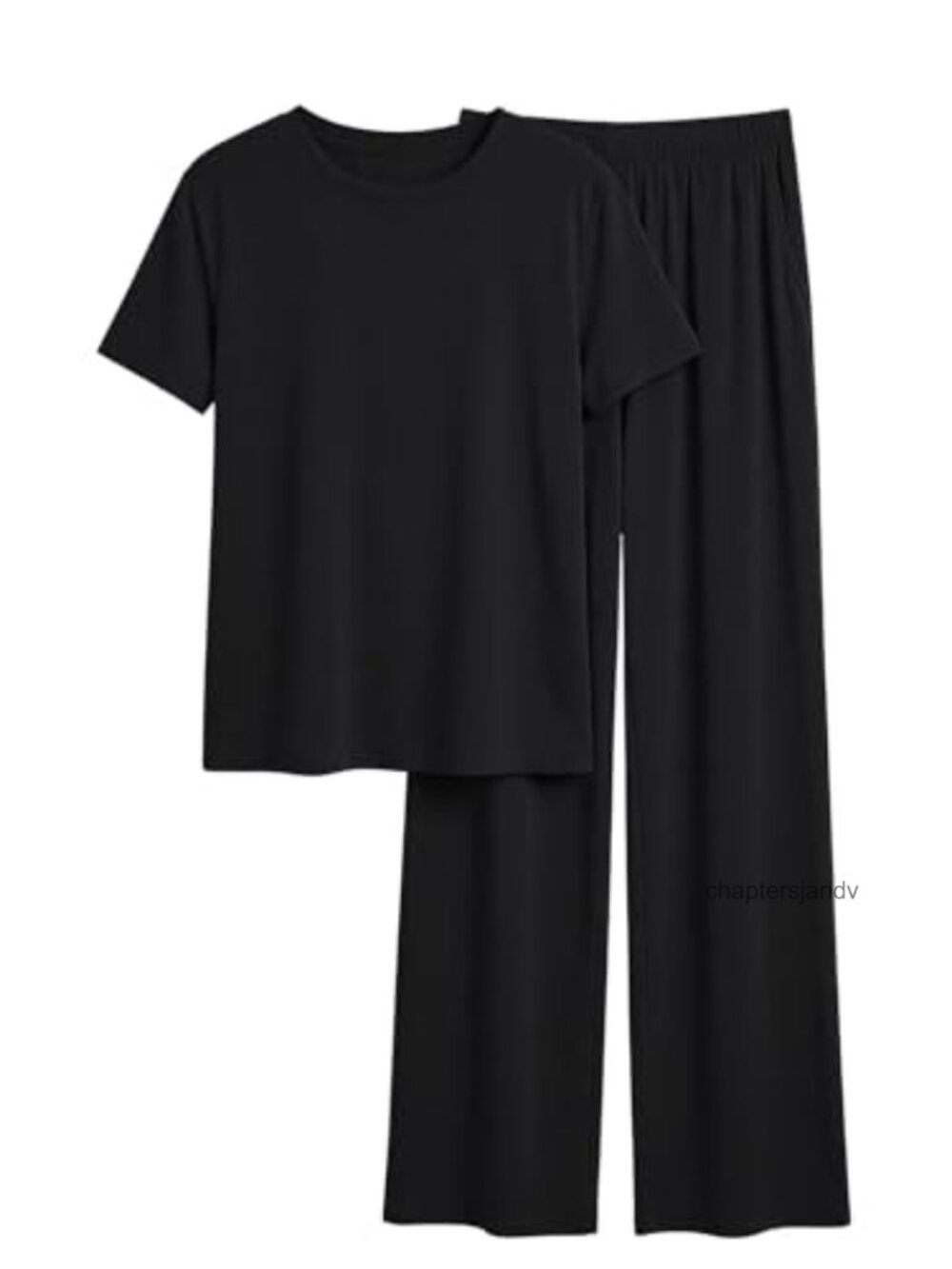 Women 2 Piece Lounge Set Short Sleeve Wide Leg Pants Pockets Pajama